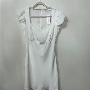 All in Favor White Puff Sleeve Dress NWT